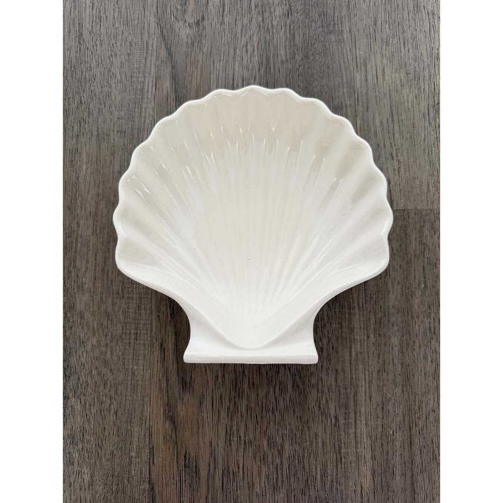 Oven Proof White Ceramic Seashell Trinket Candy Dish Coastal Beach Decor 6.5" - Picture 3 of 8